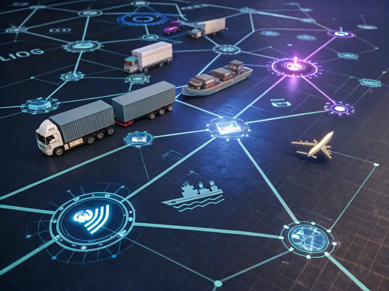 A digital illustration depicting a network of interconnected logistics services, including warehousing, transportation, and customs clearance, all managed by Mekongzon.